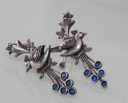 Black Oxidized Peacock Stud with Stone